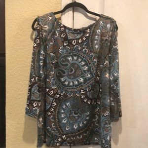 dressbarn  cold shoulder 3/4 sleeve blouse